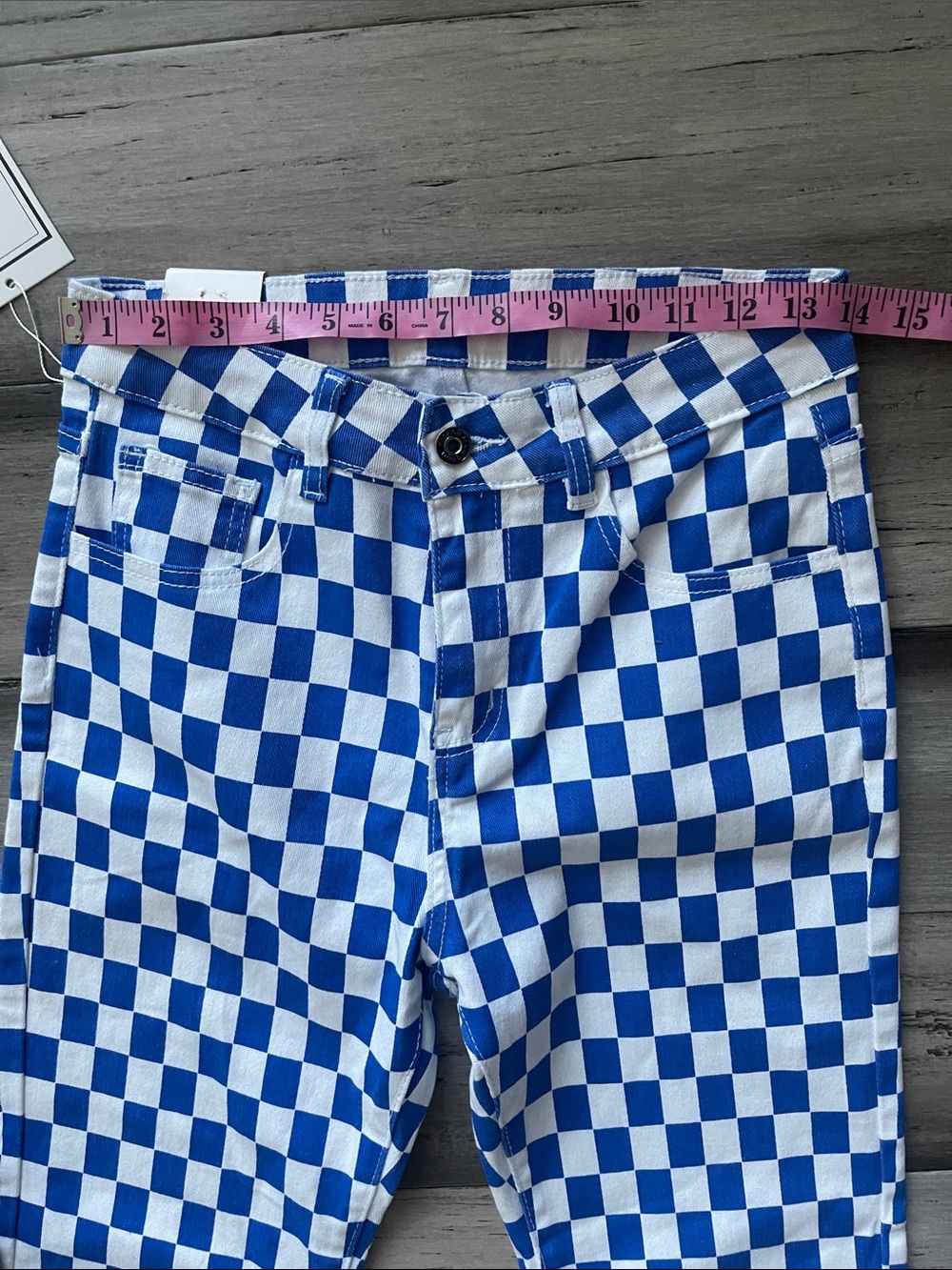 Fashion Jeans Flared Checker Denim Youths Pants Size 6 - Picture 5 of 10